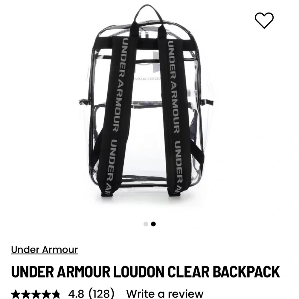 Under Armour Transparent Backpack with Black Accents, EUC, Unisex Backpack - Picture 10 of 10
